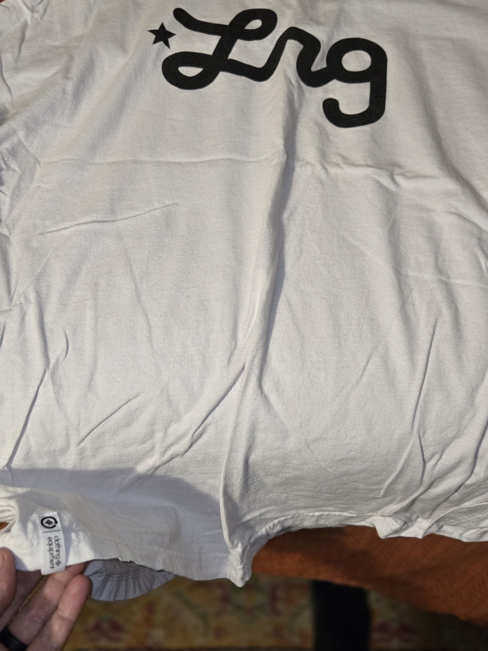 Lrg White Tee with Black Script Logo